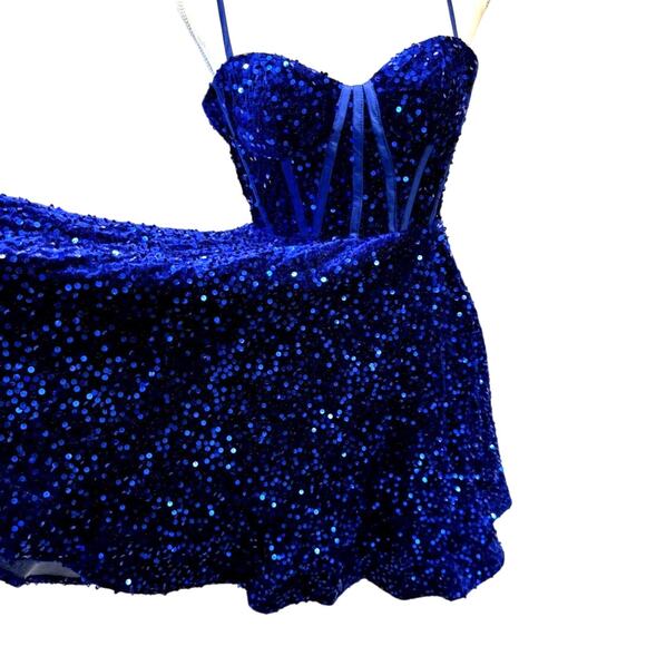 Unknown Dresses & Skirts - BLUE SEQUINS FLUFFY DRESS , Very Soft, Size M, Fairy Baby Doll, 90's, Stunning!
